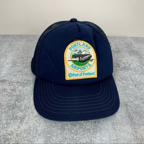 Vintage Rare Port of Portland Authority PDX Airport Adjustable Trucker Hat Cap - Picture 1 of 6